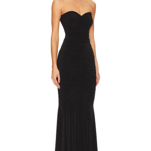 Stylish Elegant Strapless Off Shoulder Slim Fit Mermaid Black Evening Gown For Women