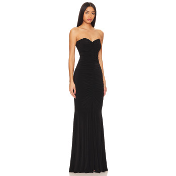 Stylish Elegant Strapless Off Shoulder Slim Fit Mermaid Black Evening Gown For Women