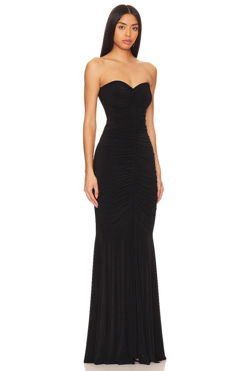 Stylish Elegant Strapless Off Shoulder Slim Fit Mermaid Black Evening Gown For Women