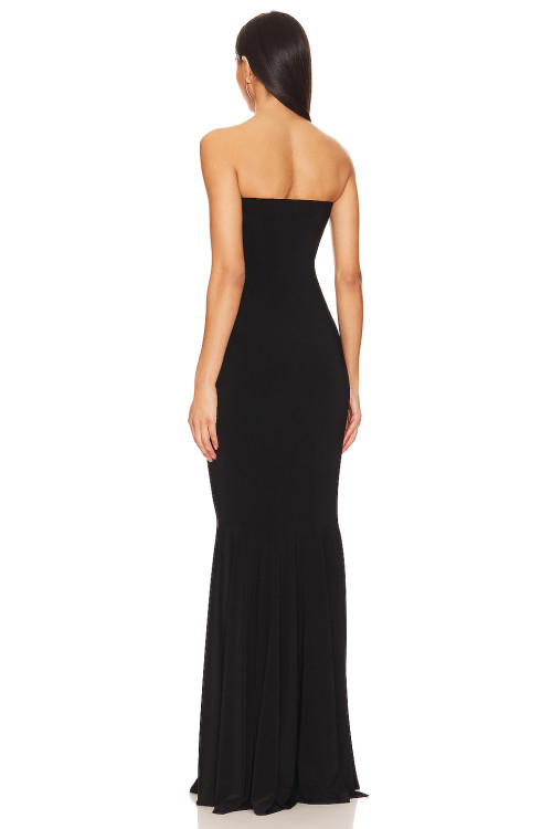 Stylish Elegant Strapless Off Shoulder Slim Fit Mermaid Black Evening Gown For Women