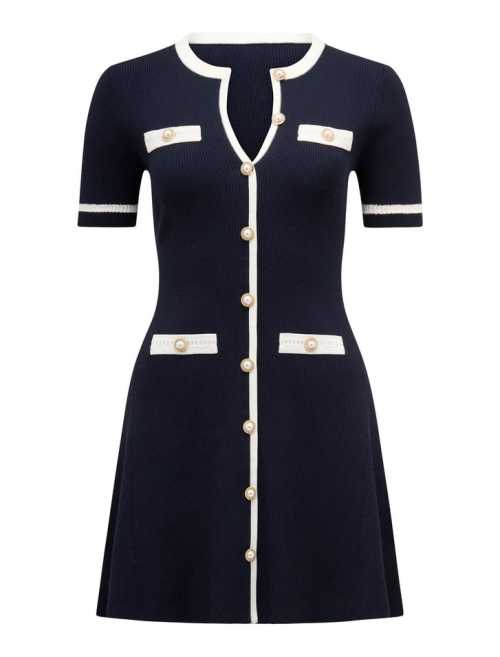 Sophisticated Round neckline Short sleeve Bodycon Knit Simple and Elegant Woman's Mini Dress