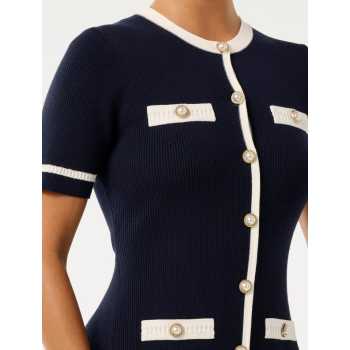 Sophisticated Round neckline Short sleeve Bodycon Knit Simple and Elegant Woman's Mini Dress