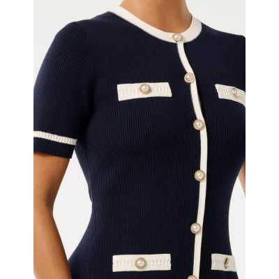 Sophisticated Round neckline Short sleeve Bodycon Knit Simple and Elegant Woman's Mini Dress