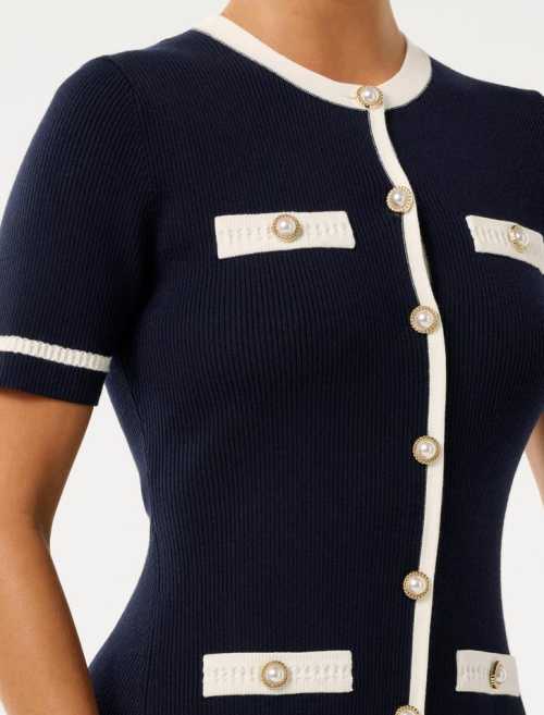 Sophisticated Round neckline Short sleeve Bodycon Knit Simple and Elegant Woman's Mini Dress