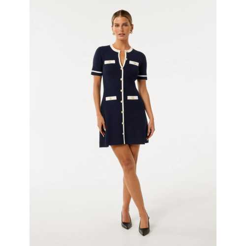 Sophisticated Round neckline Short sleeve Bodycon Knit Simple and Elegant Woman's Mini Dress