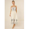 Fashionable Camisole Sleeveless Open Back Embroidered A-line Silhouette Casual Dress