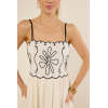 Fashionable Camisole Sleeveless Open Back Embroidered A-line Silhouette Casual Dress