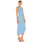 Hot Sale Fashion Stand Collar Sleeveless Pleated Split Light Blue Bodycon Women Dress