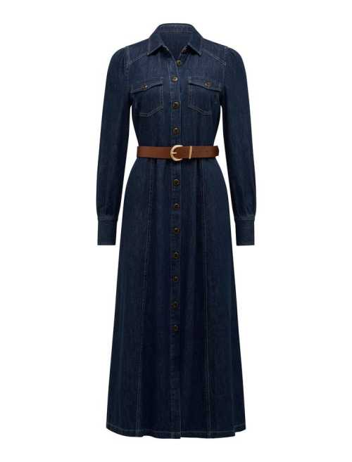 2025 Hot sale Elegant High quality Denim Classic Vintage Waist Belt Woman's Long Dress