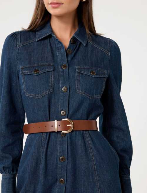 2025 Hot sale Elegant High quality Denim Classic Vintage Waist Belt Woman's Long Dress