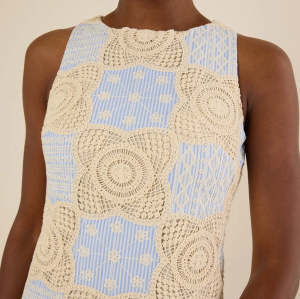 Women's Elegant High Neckline  Sleeveless Slim Embroidered And Crochet Casual Dress