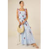 Women's Cute Square Neckline Gingham Print 3D Cherry A-line Silhouette Casual Dress