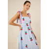 Women's Cute Square Neckline Gingham Print 3D Cherry A-line Silhouette Casual Dress