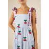 Women's Cute Square Neckline Gingham Print 3D Cherry A-line Silhouette Casual Dress