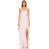 Elegant Sleeveless Backless Sling Dress Lace Trim Tiered Lace Fabric Side Seam Split Women's Dress