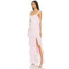 Elegant Sleeveless Backless Sling Dress Lace Trim Tiered Lace Fabric Side Seam Split Women's Dress