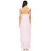 Elegant Sleeveless Backless Sling Dress Lace Trim Tiered Lace Fabric Side Seam Split Women's Dress