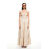 Sexy Sleeveless Square Neckline Slim High Tight Waist Flared Tiered Hem Casual Dress
