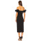 Elegant Ruffled Off the Shoulder V Wire Medium Weight Pique Back Slit Women's Dress