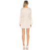 Fashionable Sweet Lace Embroidery Floral Patterns Deep V Neck and Lantern Sleeves Ladies Mini Dress