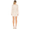 Fashionable Sweet Lace Embroidery Floral Patterns Deep V Neck and Lantern Sleeves Ladies Mini Dress