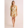 Female Casual V-Neck Puff Sleeve High Tight Waist Floral Print Tiered Skirt Casual Dress