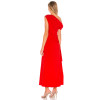 Hot Sale Red One Shoulder Neckline Drape Asymmetric Ruffled Slit Ladies' Midi Dress