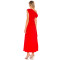 Hot Sale Red One Shoulder Neckline Drape Asymmetric Ruffled Slit Ladies' Midi Dress