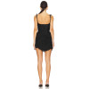Black Lace Tie Shoulder Straps Asymmetric Hem Tiered Ruffled Fitting Camisole Mini Dress