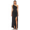 Elegant Women' One Shoulder Slim Ruffle Tight Waist High Slit  Solid Color Evening Dress