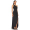 Elegant Women' One Shoulder Slim Ruffle Tight Waist High Slit  Solid Color Evening Dress
