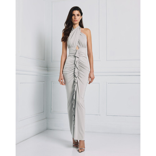 Sophisticated Fashionable 2025 New style Ruffles Halter neck Cut out Woman's Long Dress
