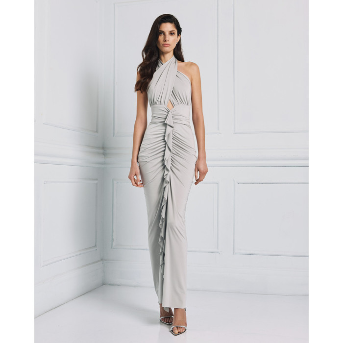 Sophisticated Fashionable 2025 New style Ruffles Halter neck Cut out Woman's Long Dress