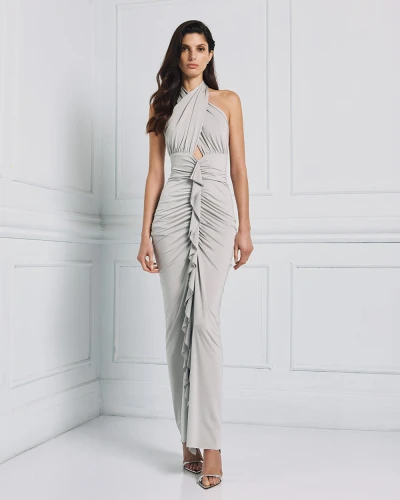 Sophisticated Fashionable 2025 New style Ruffles Halter neck Cut out Woman's Long Dress