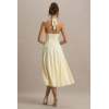 Fashion Women's Mesh Halter Neckline Open Back High Waist Solid Color  Casual Dress