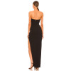 Best Selling Elegant Black Golden Chain Open Back Side Slits Long Women's Dress