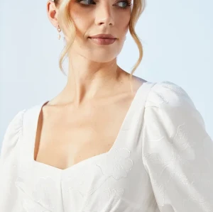 Elegant Square Puff Short Sleeve Open Back Ruffle Tight Waist Solid Color Casual Dress