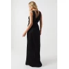 Elegant Sexy V-Neck Open Back Slim Ruffle Tight Waist Slit Solid Color Evening Dress