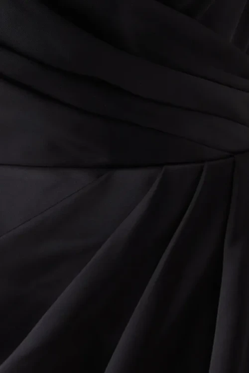 Elegant Sexy V-Neck Open Back Slim Ruffle Tight Waist Slit Solid Color Evening Dress