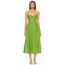 Fashionable Best Selling Sexy Green Open Back Spaghetti Strap Pleated High Waist Midi Dress