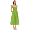 Fashionable Best Selling Sexy Green Open Back Spaghetti Strap Pleated High Waist Midi Dress
