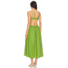 Fashionable Best Selling Sexy Green Open Back Spaghetti Strap Pleated High Waist Midi Dress