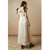 Elegant Women's Square Slim Open Back High Waist Solid Color Slit Casual Dress