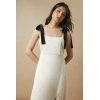 Elegant Women's Square Slim Open Back High Waist Solid Color Slit Casual Dress
