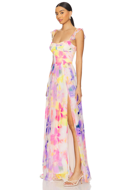 Exquisite Hot sale Floral printed  Sleeveless Camisole Elegant Woman's Long Dress