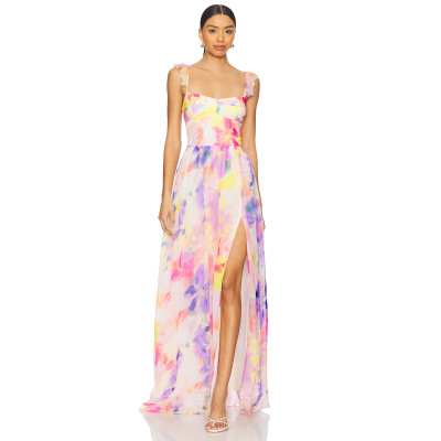 Exquisite Hot sale Floral printed  Sleeveless Camisole Elegant Woman's Long Dress