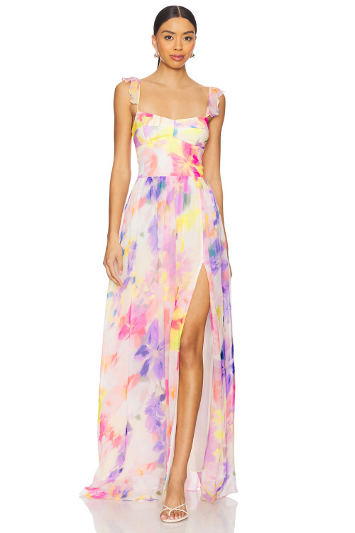 Exquisite Hot sale Floral printed  Sleeveless Camisole Elegant Woman's Long Dress