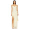 2025 Hot Sale Graceful Butter Yellow Lace Ruffled Spaghetti Strap Slit Maxi Dress