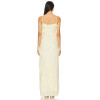 2025 Hot Sale Graceful Butter Yellow Lace Ruffled Spaghetti Strap Slit Maxi Dress