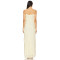 2025 Hot Sale Graceful Butter Yellow Lace Ruffled Spaghetti Strap Slit Maxi Dress